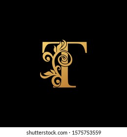 Golden Luxury Letter T Logo Icon Stock Vector (Royalty Free) 1575753559 ...