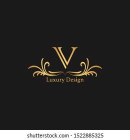 Golden Luxury letter V logo icon design concept for business identity.