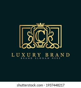 Golden luxury logo design, brand premium logo template