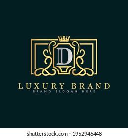 Golden luxury logo design, brand premium logo template