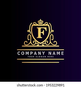 Golden luxury logo design, brand premium logo template