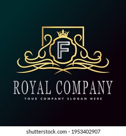 Golden luxury logo design, brand premium logo template