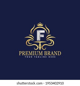 Golden luxury logo design, brand premium logo template