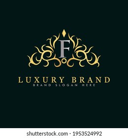 Golden luxury logo design, brand premium logo template