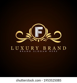 Golden luxury logo design, brand premium logo template