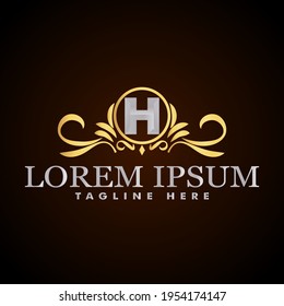 Golden luxury logo design, brand premium logo template