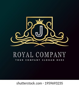 Golden luxury logo design, brand premium logo template