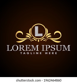 Golden luxury logo design, brand premium logo template letter L