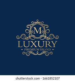 Plantilla de vectores de diseño con logotipo de lujo de oro