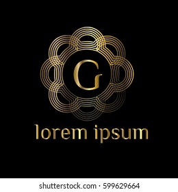 Golden luxury logo frame letter G