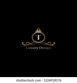 Golden Luxury Logo Icon Letter T vector design concept for hotel, boutique, restaurant, wedding and more vintage business identity.