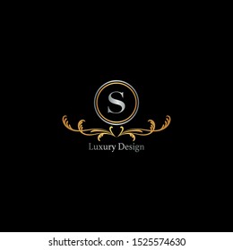 Golden Luxury Logo Icon Letter S vector design concept for hotel, boutique, restaurant, wedding and more vintage business identity.