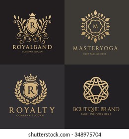 Golden Luxury Logo Set. Design for real estate, Fashion brand and Hotel identity