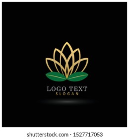 Golden & Luxury Lotus Logo. Symbol & icon Vector Template.