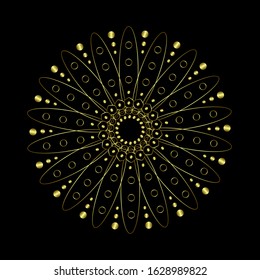 Golden luxury mandala template vector illustration for wallpapers, web page background, label, house decoration, floor tiles, textile.  Ethnic oriental mandala with flower and circle motifs
