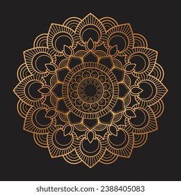 Golden Luxury mandala Vector Design, Mandala for henna, mehndi, tattoo, Decorative ethnic ornamental elements, Oriental patterns
