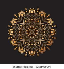Mandala Mandala de lujo dorado diseño vector, Mandala para henna, mehndi, tatuaje, elementos ornamentales étnicos decorativos, patrones orientales
