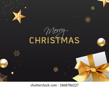 Golden Luxury Merry Christmas on Black Background