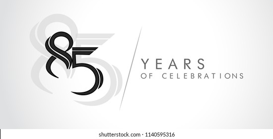 golden luxury Numbers and Characters. 85th anniversary,Golden metallic shiny bold symbols on black background. EPS 10 vector illustration.