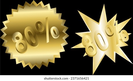 golden luxury percent number sticker pack collection in vector format