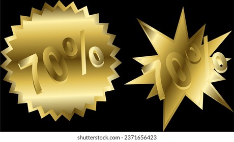 golden luxury percent number sticker pack collection in vector format