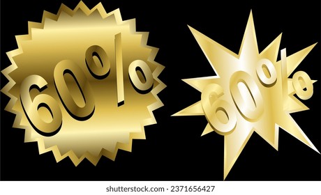 golden luxury percent number sticker pack collection in vector format