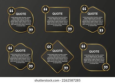 golden luxury quote box frame bubble speech modern color set premium vector template collection 