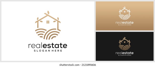 Golden luxury real estate logo template