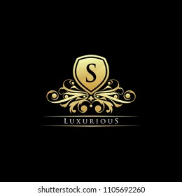 Golden Luxury S Letter Design Logo