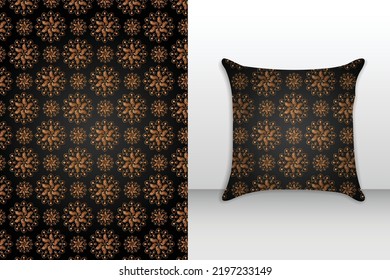 Golden and luxury seamless pattern, luxury mandala seamless pattern set, decorative wallpaper with a black background, ethnic tribal style ornament suitable for bed sheets and pillows