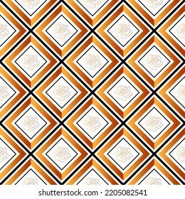 Patrón dorado y sin fisuras. Plantilla de impresión de tela vectorial. Al estilo deco rhombus ornament. Fondo geométrico de alfombra a cuadros. 