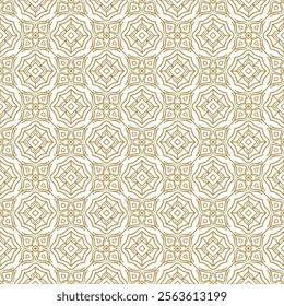 Golden luxury seamless vector pattern. Arabic Islamic Gold elegant floral or linear flower tile pattern for Wedding invitation card. Art deco texture lattice background