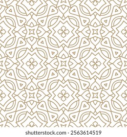 Golden luxury seamless vector pattern. Arabic Islamic Gold creative floral or linear flower tile pattern for Wedding invitation card. Art deco texture  lattice background