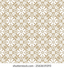 Golden luxury seamless vector pattern. Arabic islamic Gold square geometric line floral or linear flower tile pattern for Wedding invitation card. Damask background texture