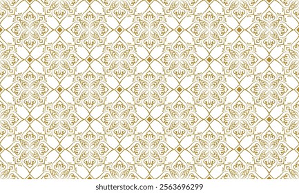 Golden luxury seamless vector pattern. Arabic Islamic elegant Gold floral round linear flower pattern for Wedding invitation card. Art deco texture  lattice background banner