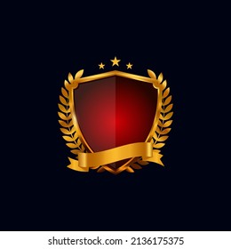 Golden luxury shield badge and label design