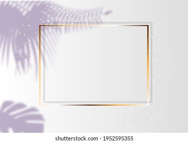 Golden luxury shiny glowing vintage frame with shadows. Isolated on white background gold border decoration stock vector
