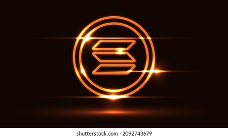 golden luxury solana SOL coin crypto currency, SOL token on dark background, Digital currency.