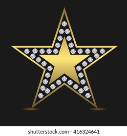 Golden luxury star. Success award quality concept. Star logo. Golden star with diamonds