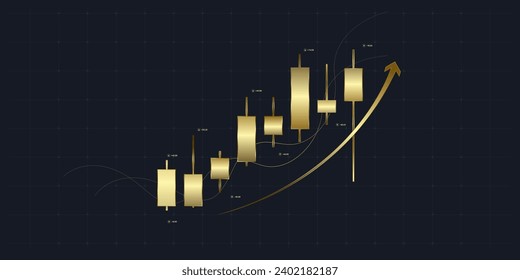 Golden and luxury Stock market charts and forex trading graph in up trend concept for financial investment or Economic trends business idea. Abstract finance background