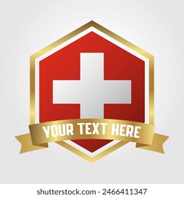 Golden Luxury Switzerland Label Vector Illustration