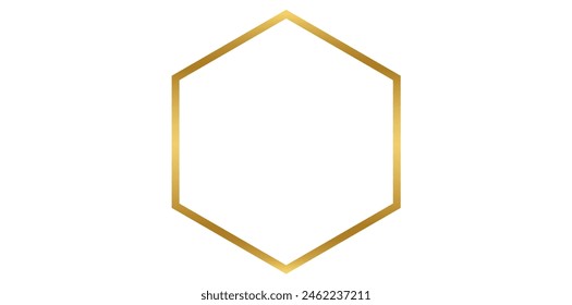 Golden Luxury Thin Style Hexagon Frame Vector Illustration.