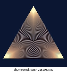 Golden luxury triangle as pyramid over black background. Abstract sacred illustration.