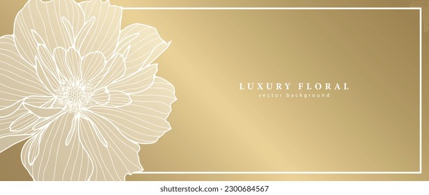 El dorado fondo vectorial de lujo con una flor exuberante. Antecedentes de textos, fotos, tarjetas de visita, postales y presentaciones