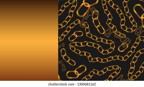 Golden luxury vector template with chains and place for text or inscriptions
