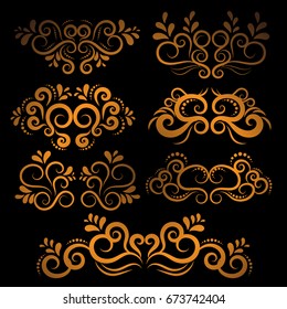 Golden luxury Vintage frames and scroll elements