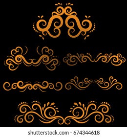 Golden luxury Vintage frames and scroll elements
