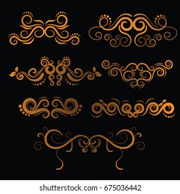 Golden luxury Vintage frames and scroll elements