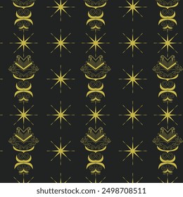 golden luxury vintage  geometric damask pattern for decoration, wallpaper, interior, fabric, carpet, packaging  and more purposes 