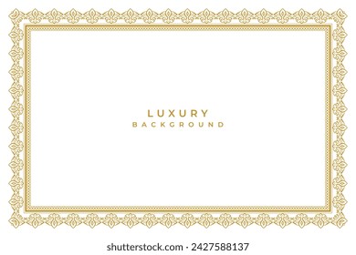 Golden luxury vintage seamless indian wedding invitation card islamic page certificate border line pattern illustration frame rectangle